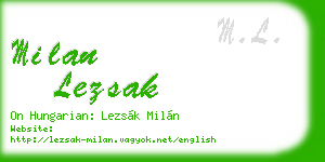 milan lezsak business card