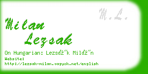 milan lezsak business card